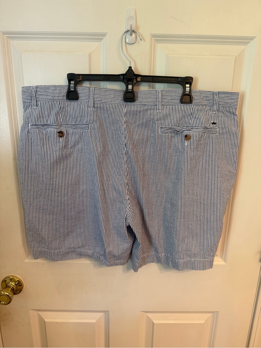 Men's Blue Pinstripe Cotton Shorts - Picture 5 of 10